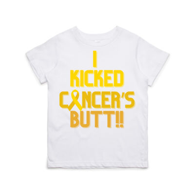 I Kicked Cancer's Butt!! End of Treatment Kids Tee Thumbnail